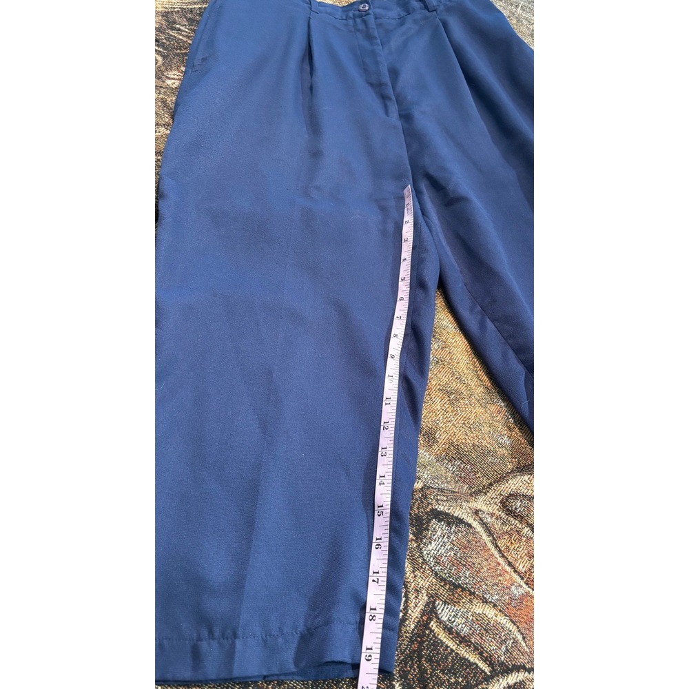 Palmland Club Womens‎ Navy Blue Pleated Cropped Trousers Pants Size 12 Vintage - Picture 4 of 5